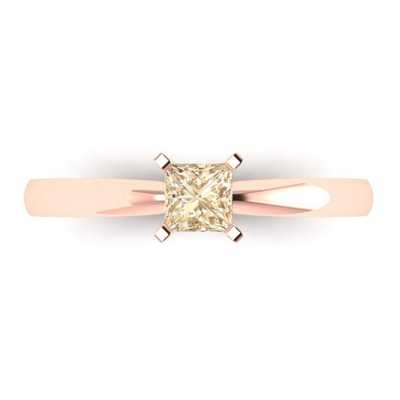 Solitaire Engagement Ring for Women - 0.5ct Natural Morganite in 18K Rose Gold Promise Ring