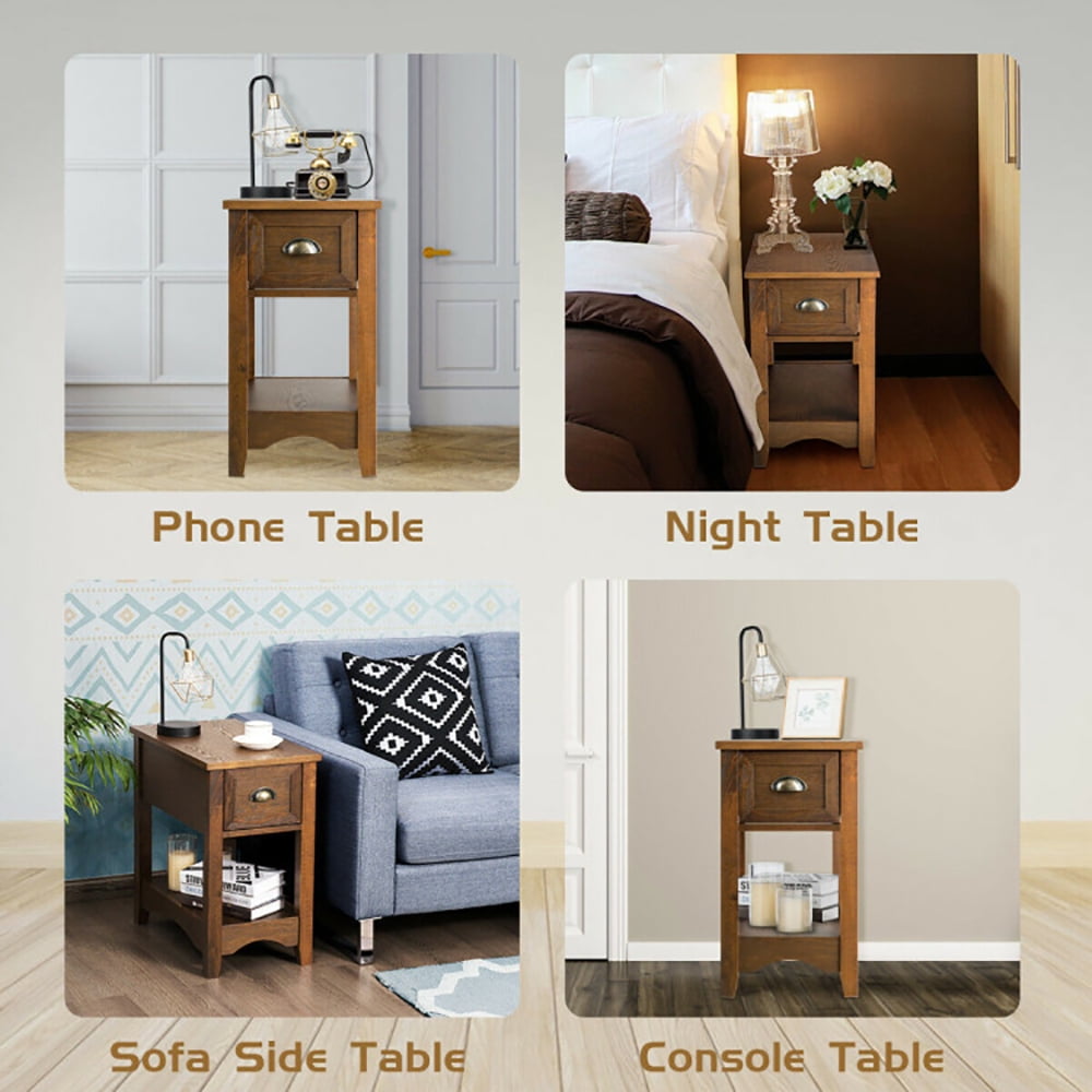 Finihen End Side Table, Rectangular Nightstand, Contemporary Chair Side End Table Compact Table with Drawer Nightstand, for Living Room, Bedroom, Yellow Finihen End Side Table, Rectangular Nightstand, Contemporary Chair Side End Table Compact Table with Drawer Nightstand, for Living Room, Bedroom, Yellow