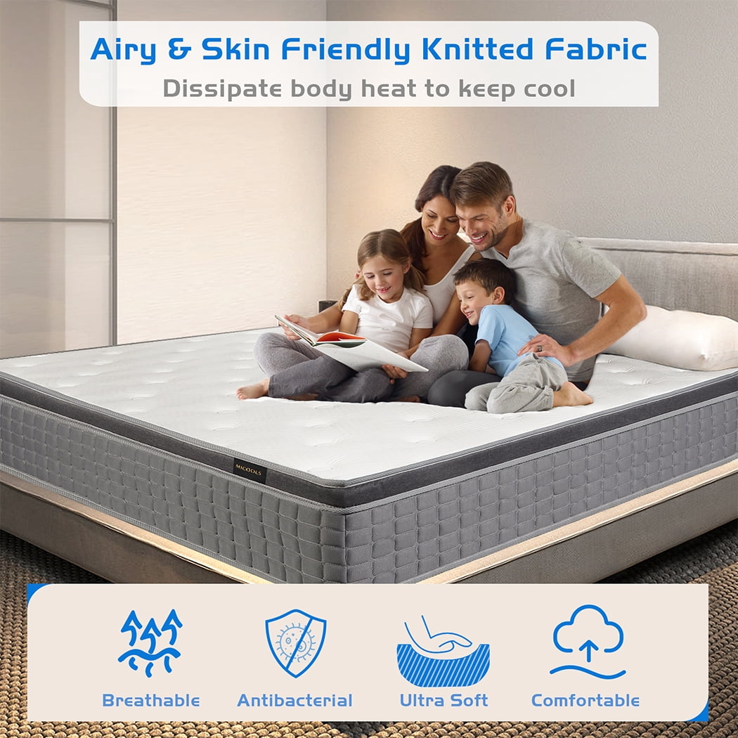 MICOOLS 14" Gel Memory Foam Spring Hybrid Mattress in a Box,Full Mattress