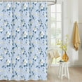 thumbnail image 4 of Fabric Shower Curtain, Vintage Flower White Camellia Floral Blue Bathroom Curtain with 12 Hooks Waterproof No Bad Odor Machine Washable Bath Curtains for Bathroom, Spa Room, Background Cloth, 72"x72", 4 of 6