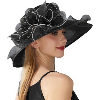 HeeHom Derby Straw Hats for Women - Organza Tea Party  display picture 3