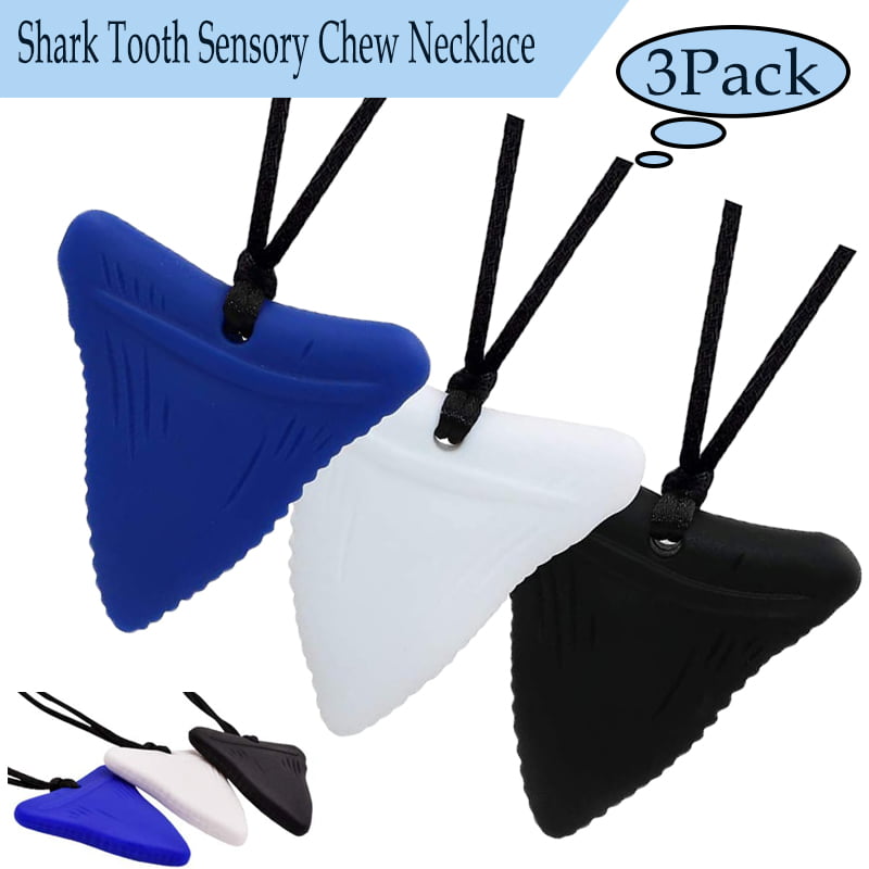 3 Pack Silicone Sensory Oral Motor Aid Details about   Shark Tooth Chew Necklace for Boys Girls 