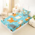 thumbnail image 5 of Manfei Cute Cat Animal Twin Sheets, Cartoon Love Heart Bedding, Light Blue, 3-Piece, 1 Flat Sheet, 1 Fitted Sheet and 1 Pillowcase, 5 of 6