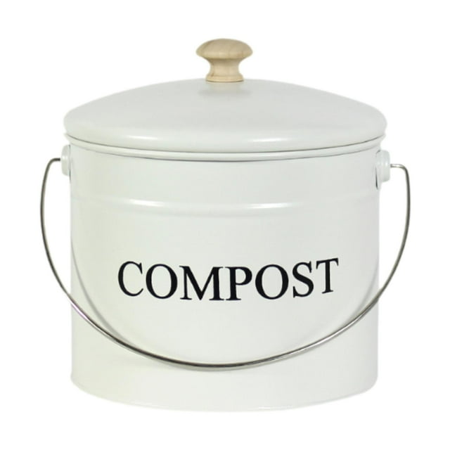 DYNWAVECA Compost Bin Food Composter Indoor Easy Clean Filter for Food Scrap and Waste Recycling Trash Dustbin Compost Pail Wastebasket white