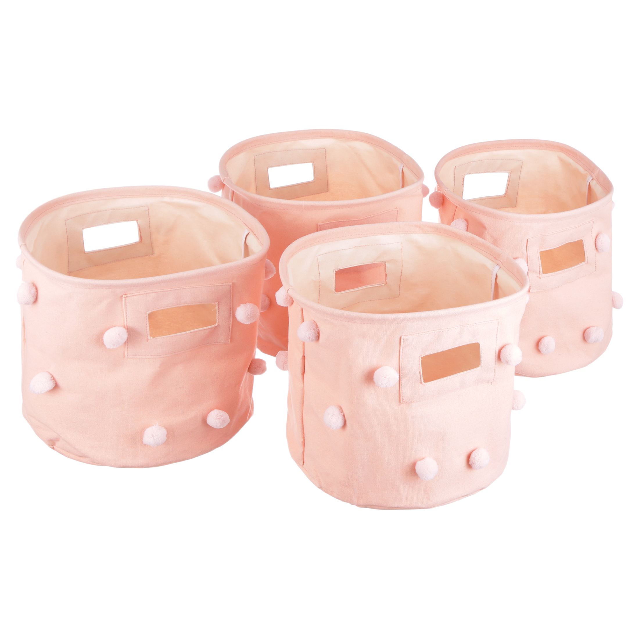 Heritage Kids Pom Pom Storage Bin (Set of 4), Pink