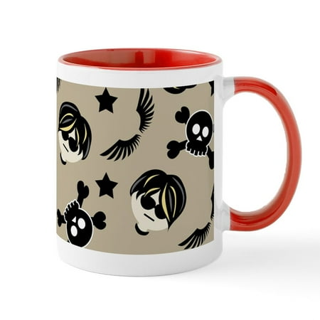 

CafePress - Rock Skull Star And Wing - 11 oz Ceramic Mug - Novelty Coffee Tea Cup