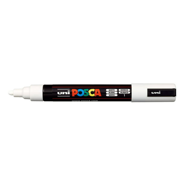 Uni-ball Pc-5m Bullet Tip Marker - White, Water based poster-paint effect with odour or smell By posca Walmart.com