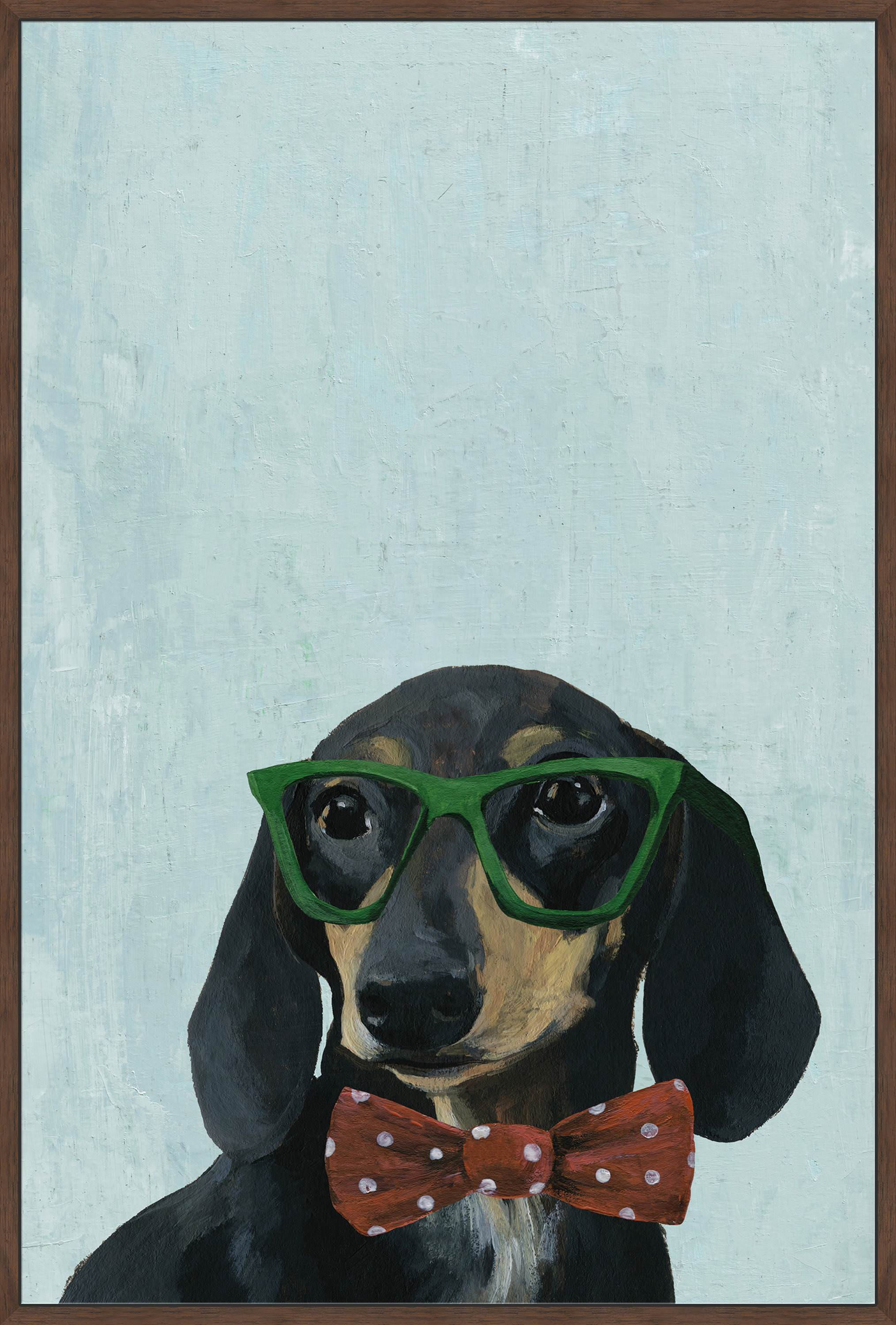 Marmont Hill "Smarty Puppy" Floater Framed Painting Print on Canvas