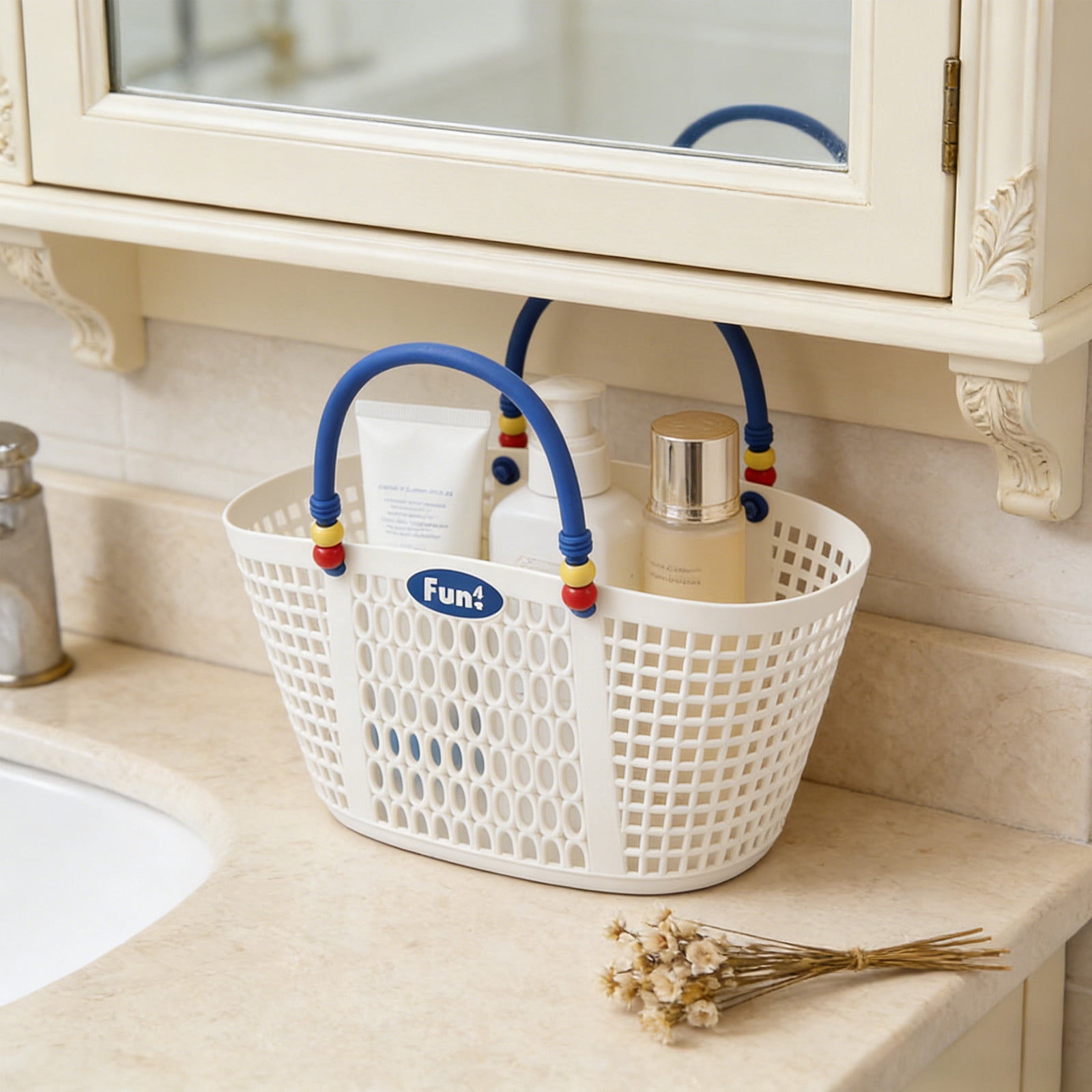 Plastic Shower Caddy Basket with Handles for Bathroom, Dorm, Travel – Ventilated Drainage Tote for Toiletries, Beach, Laundry and Toy Storage