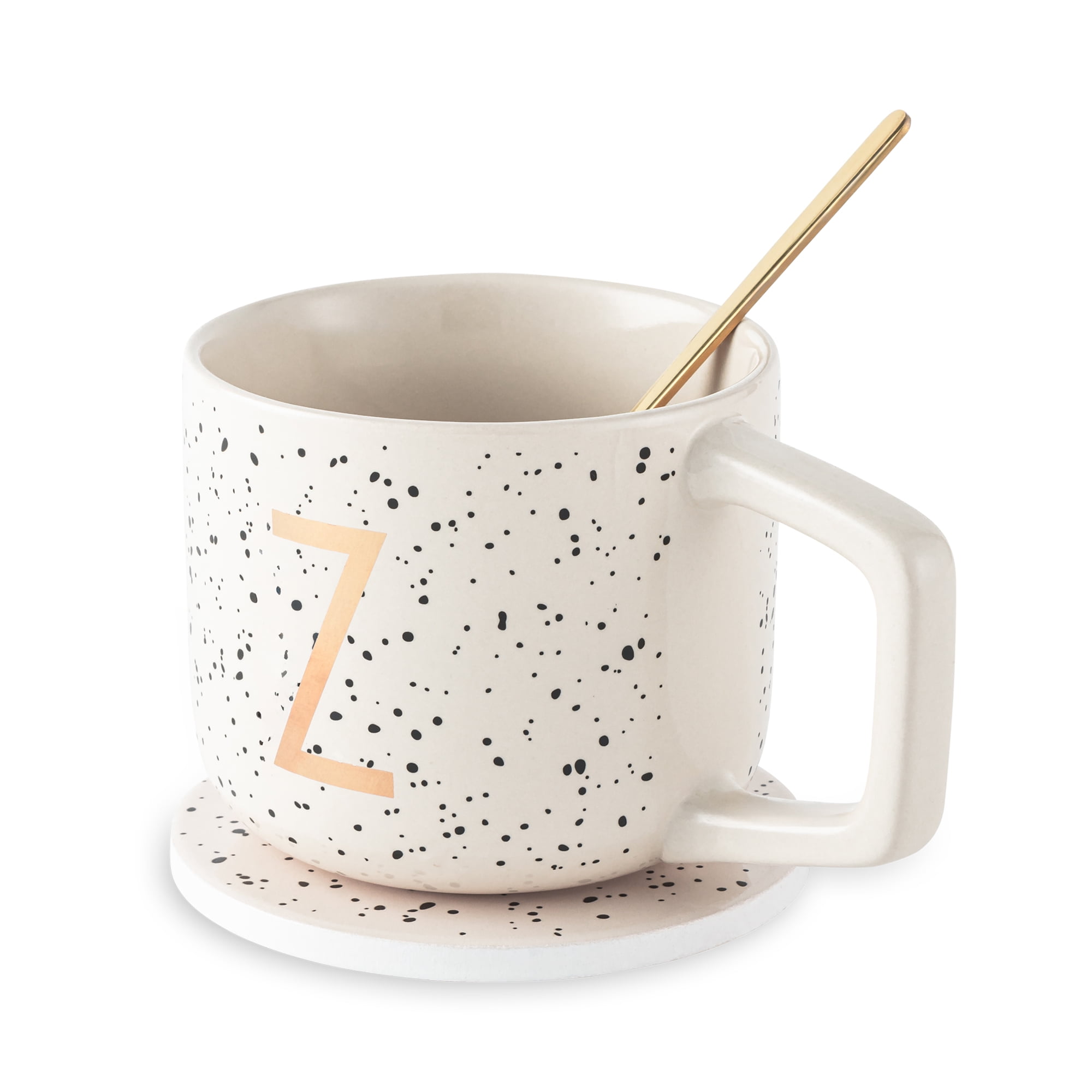 Thyme & Table 13.5 fl oz Monogram Z Stoneware Mug, Coaster and Stir Set