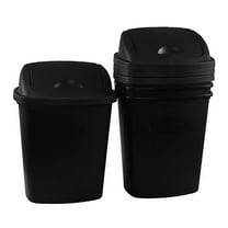 4 Pack 8 Gallon Medium Trash Can with Lid, Plastic Top Garbage Can, Black Waste Bin Waste Basket for Bathroom, Kitchen, Bedroom, Office,