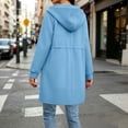 thumbnail image 4 of VBVC Women's Long Hooded Zip Up Sweatshirt , Casual Drawstring Waist Coat For Women , Ladies' Fall Midi Outerwear with Pockets, Light Blue , S-2XL, 4 of 7
