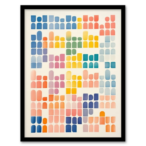 Pastel Abstract Geometric Calming Artwork Watercolour Minimalist Art Print Framed Poster Wall Decor 12x16 inch