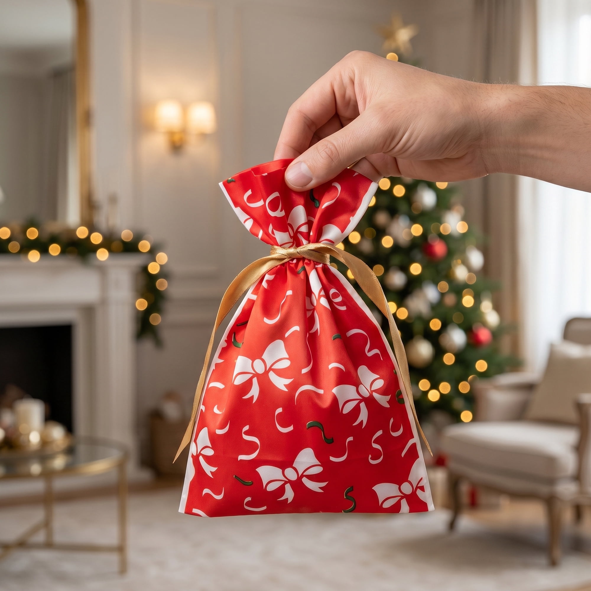 Unique Bargains 10Pcs Multi-Purpose Waterproof Gift Bags with Handles Red 4.7" x 6.7"