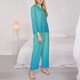 thumbnail image 3 of Fotbe Teal Turquoise Conjunto de Pijama de Manga Larga para Mujer con Estampado, Ropa de Dormir de 2 Piezas, Conjunto de Casa Suave y Cómodo con Bolsillos-XX-Large, 3 of 7