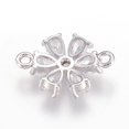 thumbnail image 2 of 5 pc Brass Micro Pave Cubic Zirconia Links Lead Free & Cadmium Free Flower Clear Platinum 14.5x20x4mm Hole: 1.8mm, 2 of 2