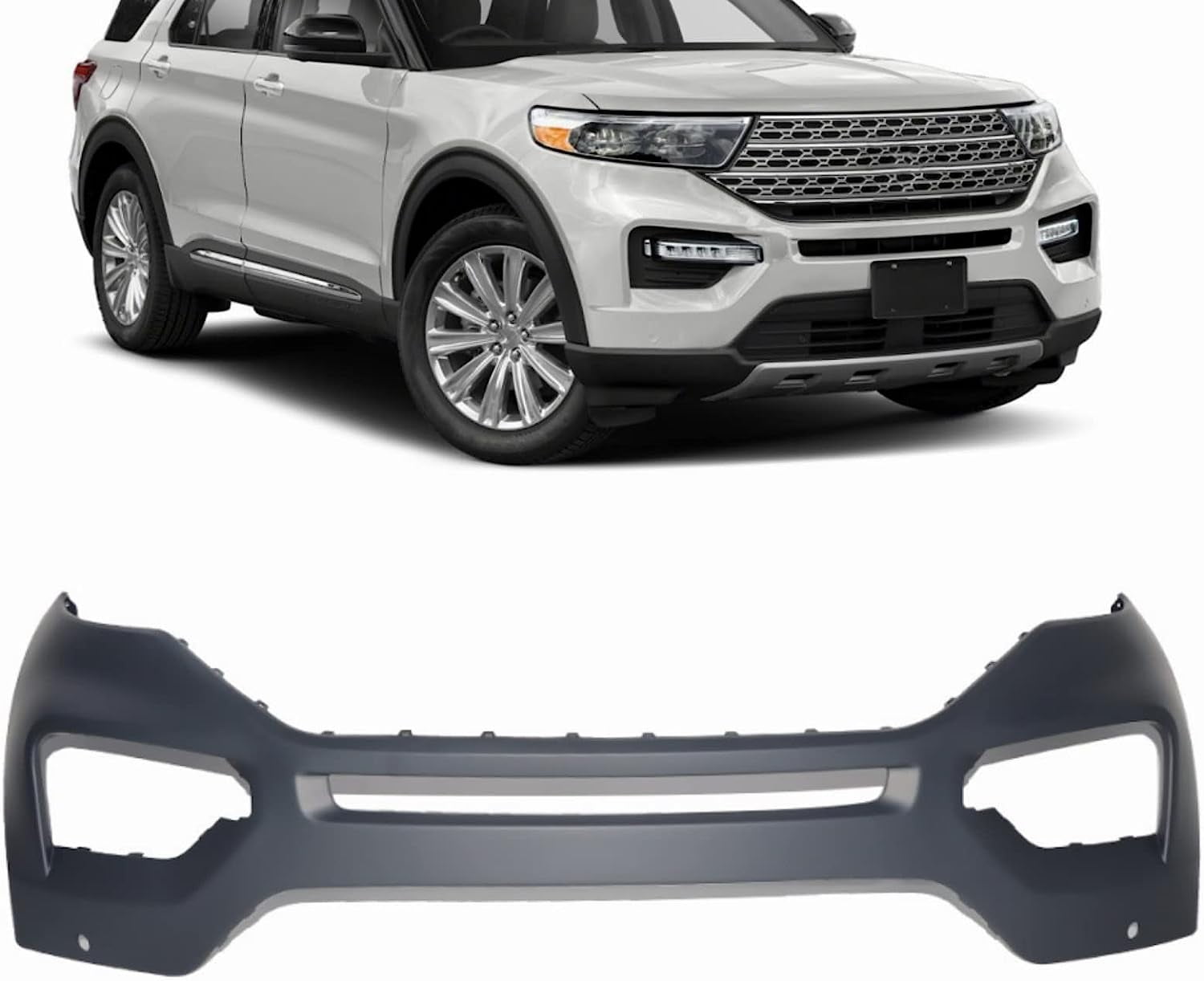 Front Bumper Cover For 2020 2021 Ford Explorer With Park Sensor Holes Primed