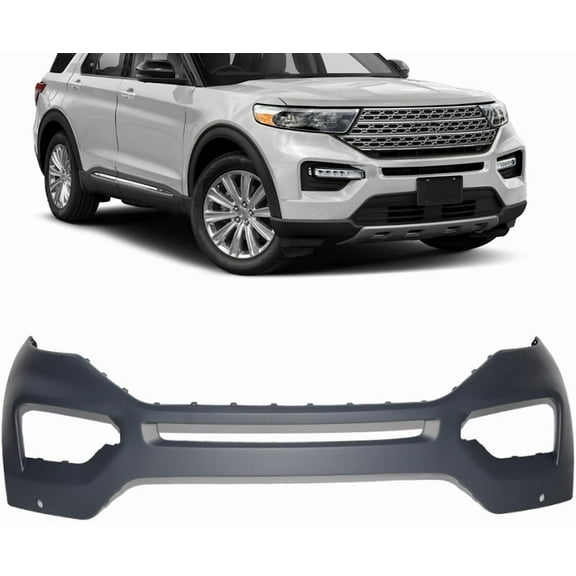 LABLT Primed Front Bumper Cover with Parking Sensor Hole Replacement for 2020-2021 Explorer