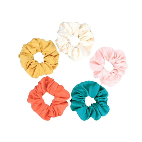 CRILSTYLEO 5Pcs Ponytail Holder Cloth Hair Rings Assorted Color Hair Ties Soft Comfortable and Easy to Match