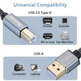 thumbnail image 3 of WQLPP-Câble d'Imprimante 10 Pieds, USB 2.0 Type A Mâle à B Mâle Câbles Tressés Cordon de Scanner Haute Vitesse Câble d'Imprimante USB Compatible avec HP, Canon, Dell, Epson, Lexmark, Xerox, Samsung et Plus, 3 of 4