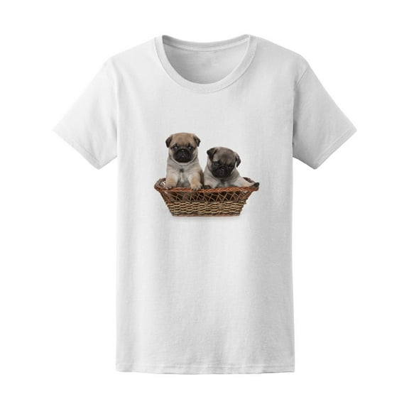Cute Pug Puppies Graphic Tee Women's -Image by Shutterstock