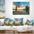 thumbnail image 4 of Designart Riverside Sunset with Wood - Modern Seascape Throw Pillow - 12x20, 4 of 5