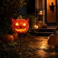 thumbnail image 5 of Solar Black Cat Jack O Lantern Pumpkin Garden Stake Light, Outdoor Halloween Yard Lawn Flower Bed Pathway and Porch Decor, 5 of 8