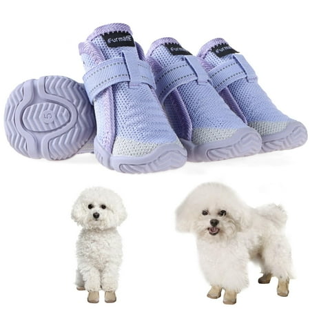 Dog Shoes for Small Dogs  Breathable Puppy Dog Boots & Paw Protectors for Summer Hot Pavement Winter Snow  Dog Booties with Reflective Strips  Anti-Slip Sole for Hardwood Floors