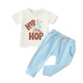 thumbnail image 1 of WEAIXIMIUNG 4T Boys Sweater Set Toddler Boys Easter Short Sleeve Cartoon Rabbit Prints Tops Pants 2Pcs Outfits Clothes Set, 1 of 6