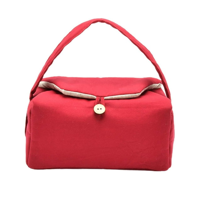 GROWTH TANK Tea Set Cloth Bag Easy to Clean Portable Comfort Thick Washable Reusable Red 8 Grids