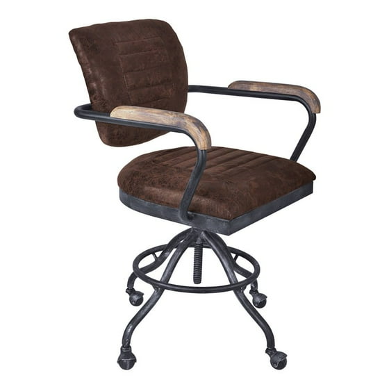 Brice Modern Office Chair In Industrial Grey Finish And Brown Fabric Brice Modern Office Chair In Industrial Grey Finish And Brown Fabric Com