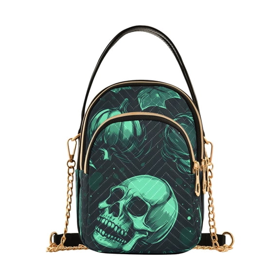 joogoo Women Skull Skeletons Chain Crossbody Bags Shoulder Handbag Phone Purse