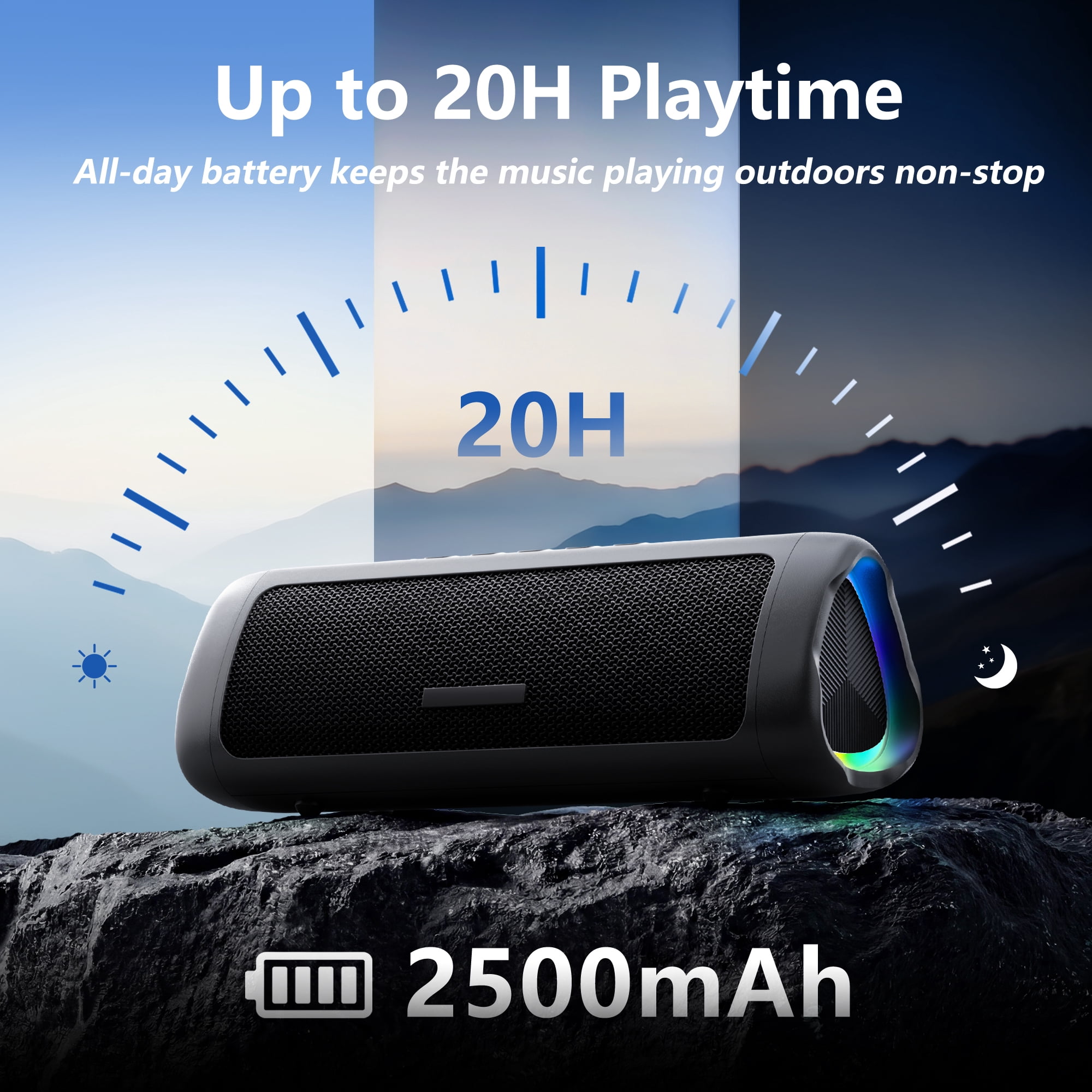 Portable Bluetooth Speaker, Bluetooth Wireless Speaker with IPX5 Waterproof, 10W Loud Sound, 20H Playtime, Outdoor Speakers for Home/Party/Beach/Travel, Gifts