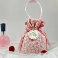 thumbnail image 1 of Canvas Floral Drawstring Bag Satin Bow Stripe Bowknot Handbag Large Capacity Korean Style Ribbon Bow Wrist Bag Wedding, 1 of 4