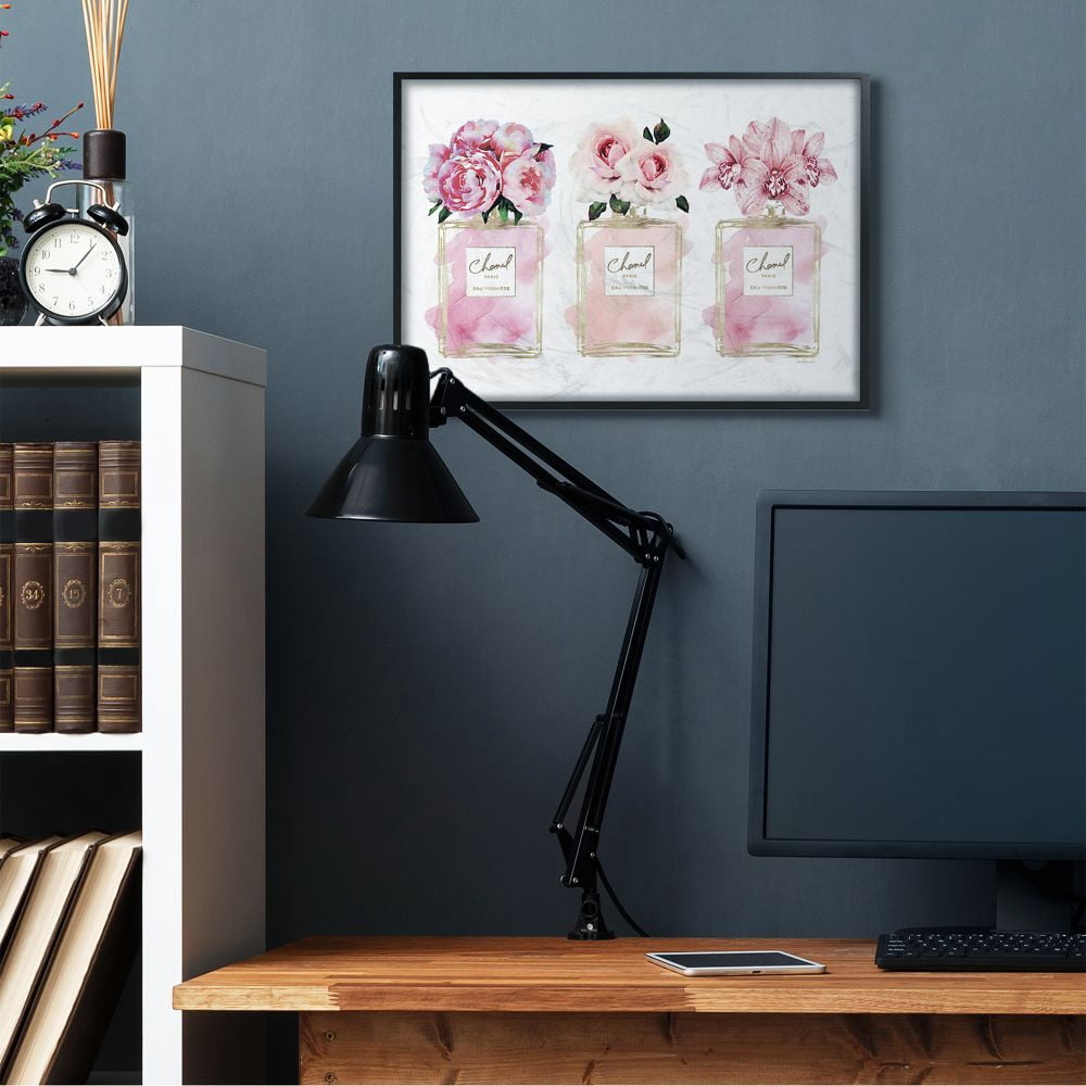 Stupell Industries Pink Flowers And Perfumes Glam Fashion Watercolor Design Framed Wall Art by Amanda Greenwood