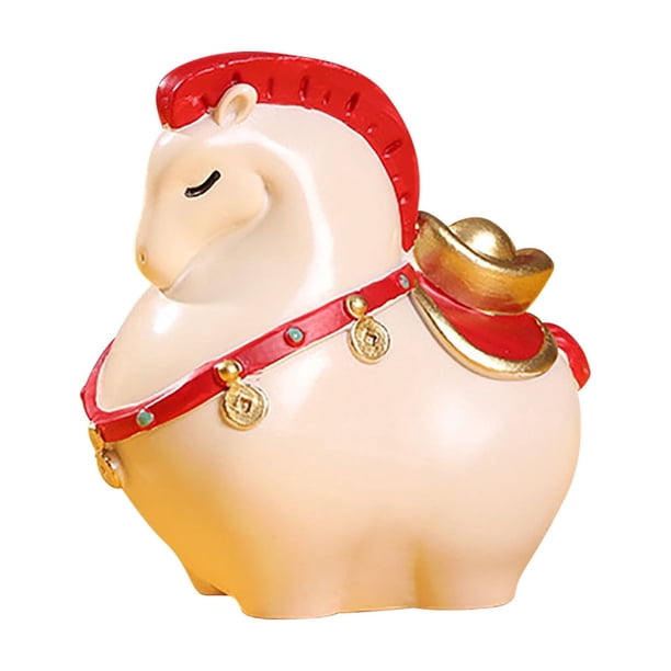 Escultura de Resina de Caballo Chino para Escritorio o Decoración de Coche: Adorno de Caballo Al Galope para El Año Del Éxito, Accesorio de Escritorio Feng Shui, Figura de Corcel Tradicional para La