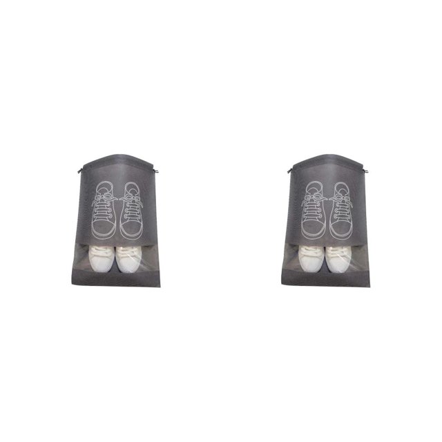 Toystoory Bolsa de zapatos Bolsa a prueba de polvo Bolsa de almacenamiento de bolsillo de tela no tejida Bolsa de viaje portátil con cordón Gris oscuro 2piezas