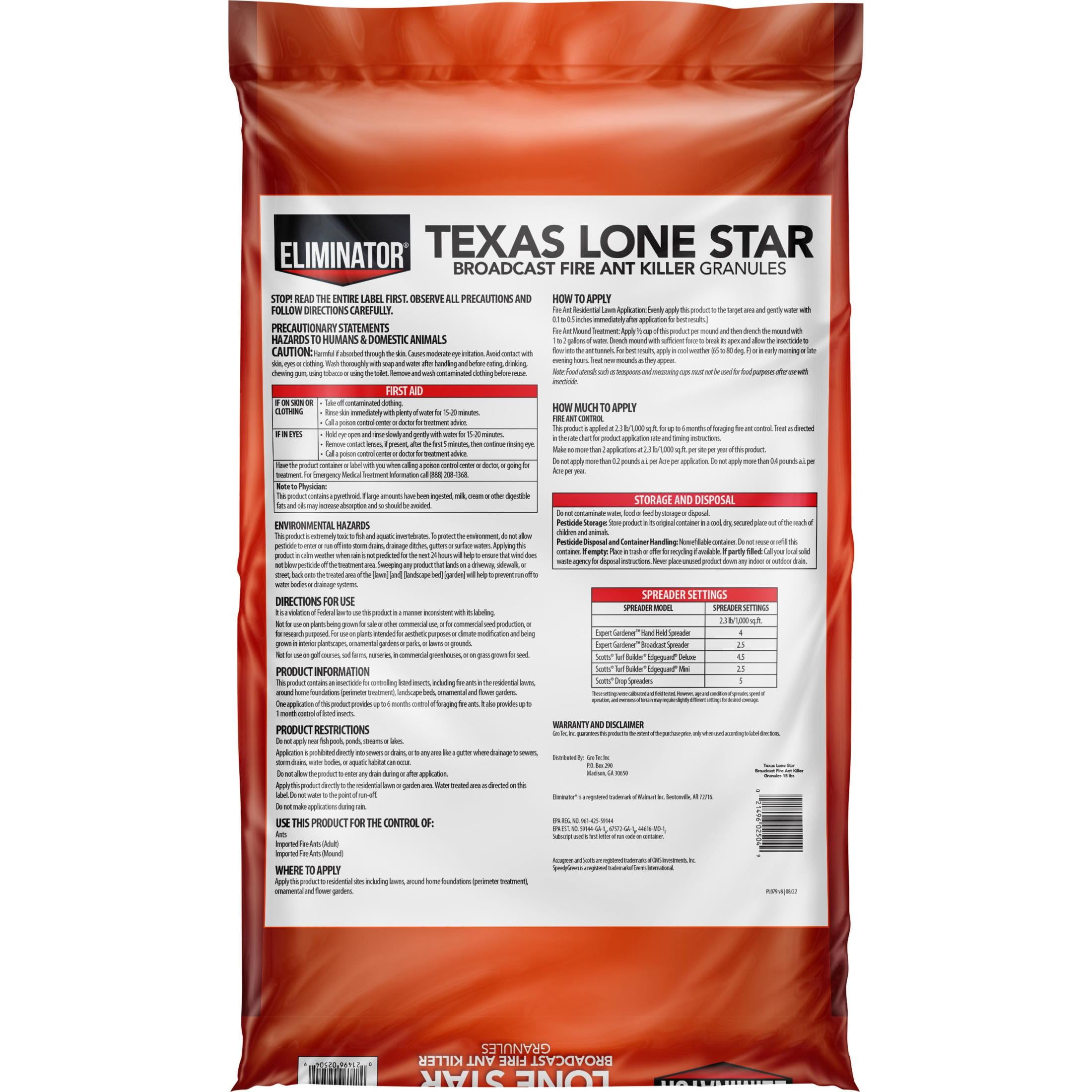 Eliminator Texas Lone Star Fire Ant Killer Lawn Insect Granules, 15 lb., Lasts up to 6 Months