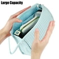 thumbnail image 5 of PU Leather Makeup Bag Large Makeup Bag Make Up Brush Organizer Bag Toiletry Bag for Women Light Blue, 5 of 6