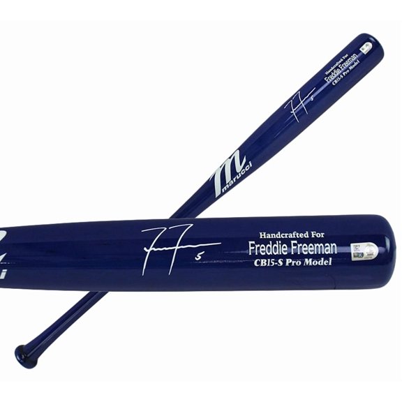 Collectible Freddie Freeman Autographed/Signed Los Angeles Game Model Blue Baseball Bat