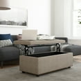 thumbnail image 3 of Simpli Home Hamilton 44 inch Wide Traditional Rectangle Lift Top Rectangular Storage Ottoman in Natural Linen Look Fabric, Assembled, 3 of 11