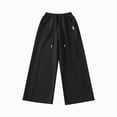 thumbnail image 4 of NIEWTR Girls Oversized Sweatpants Wide Leg Loose Fit Lounge Pants High Waisted Elastic Drawstring Comfortable Casual Joggers（Black,10-11 Years), 4 of 5