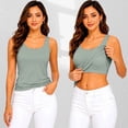 thumbnail image 2 of WAYUTE Tank Tops for Women with Built in Bras Wireless Camisole Top Seamless Slim Fit Solid Color Breathable Layering Top,Light Green,L, 2 of 4