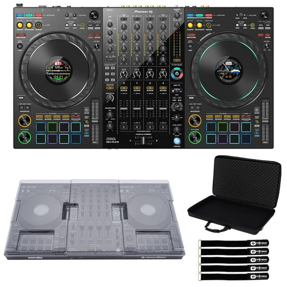 Pioneer DJ DDJ-FLX10 4-Channel DJ Controller with Case & Cover Package