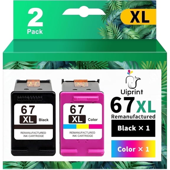 67XL Ink Cartridges Compatible for HP 67 Ink Cartridges DeskJet 2755e 2855e 4155e 4255e 6055e 6065e