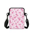 thumbnail image 2 of POLERO Pink Awareness Ribbon Print Portable Satchel Bags, Polyester Crossbody Purse with Pocket Crossbody Bags for Work Travel, 2 of 7