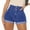 Blue, variant on Sakmal Shorts Womens Blue Hotpants Jean High Waisted Raw Hem Denim Stretchy Shorts with Pockets