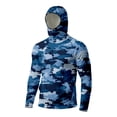 thumbnail image 5 of Sun Protection Camo Hoodie Shirts for Men with Face Cover UV Spf Upf 50+ Rash Guard Shirts Summer Lightweight Fishing Long Sleeve Hoodies,Blue 2XL, 5 of 6