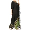 thumbnail image 4 of Sakkas Leonor Women's Boho Casual Long Maxi Caftan Dress Kaftan Cover-up LougeWear - 7-BlackGreen - One Size, 4 of 5