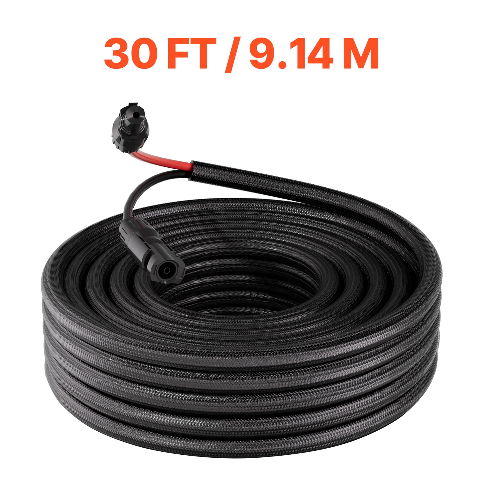 KFFKFF 30FT Solar Panel Extension Cable, 10 AWG, Durable Wire with Flame-Resistant Protective Sleeve, Male and Female Connectors, IP67 Waterproof Design, Suitable for Outdoor RV and Automotive Use
